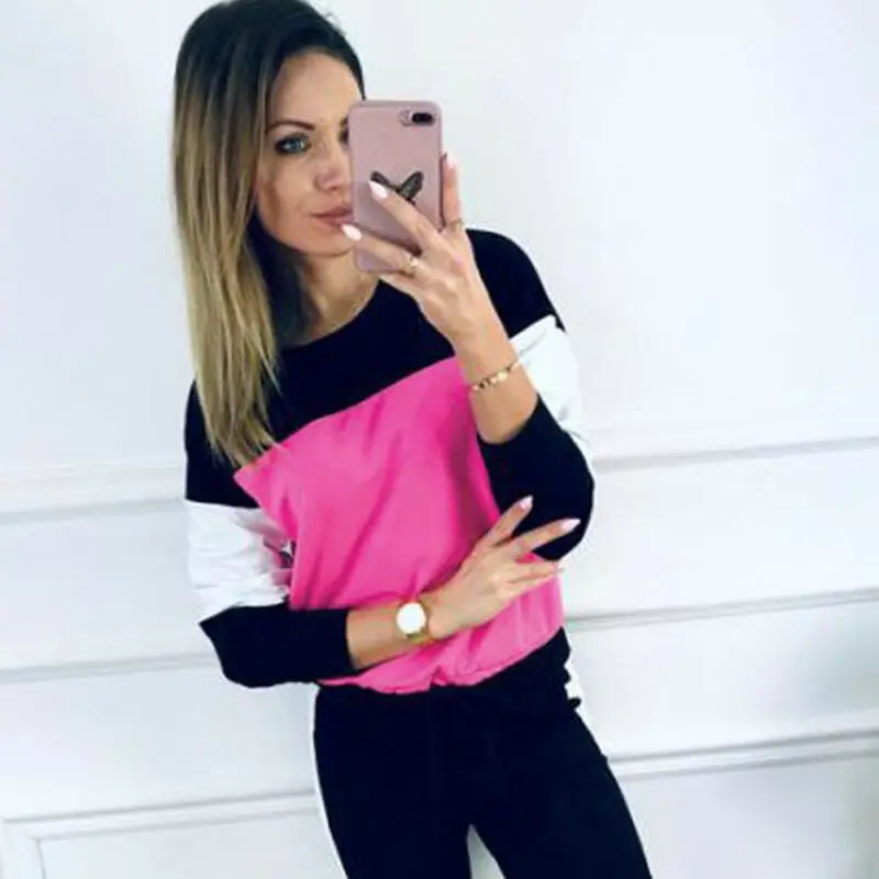 Женский спортивный костюм повседневный весенне-осенний топ с длинными рукавами