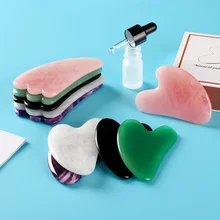 Plaque de Massage VIP en pierre naturelle Jade Gua Sha, Quartz Rose, pour le visage, le cou, le dos, le corps, Jade, grattoir