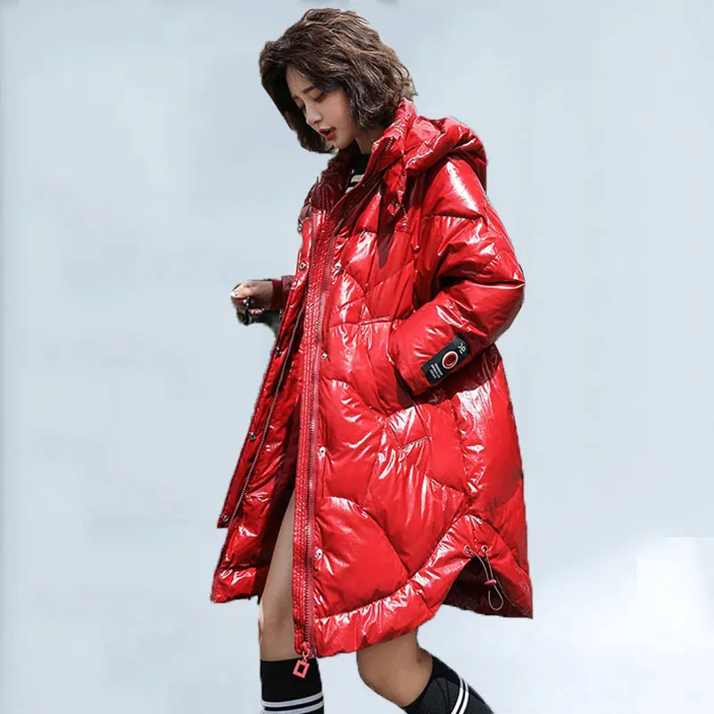

Winter Women Warm Hooded Down Jacket 2019 New Fashion Quality Solid Color Large Size White Duck Down Women Coat Down Jacket 397
