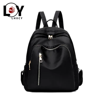 

Black Double Zipper Waterproof Backpack Women Large Capacity Travel Backpacks For School Teen Classic Oxford Cloth Designer Bags