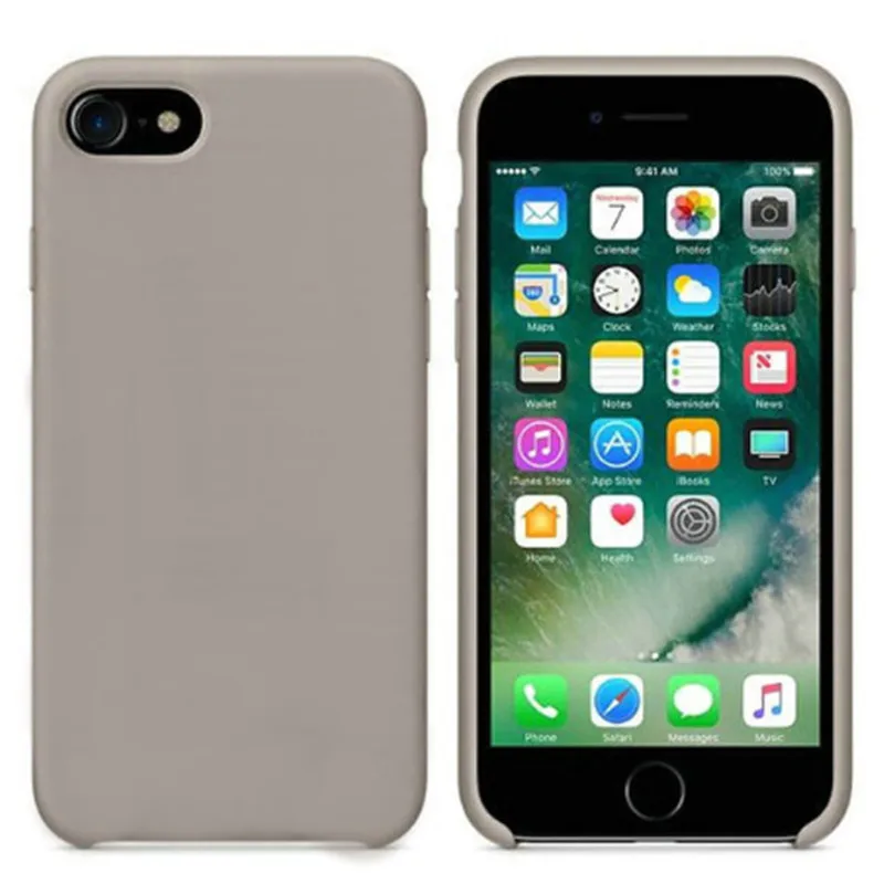 Официальный силиконовый чехол для iPhone 5 SE 6s 7 8 Plus, жидкий чехол с логотипом для Apple iPhone XS Max XR 11pro MAX, чехол с логотипом - Цвет: Pebble
