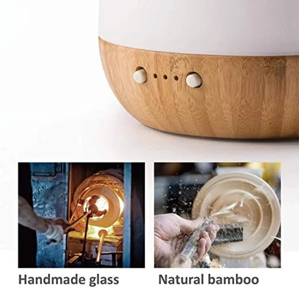 Aromatherapy Diffuser Real Wooden Bamboo Rubber Glass Air Humidifier Essential Oil Fragrance Ultrasonic Humidificador Handmade