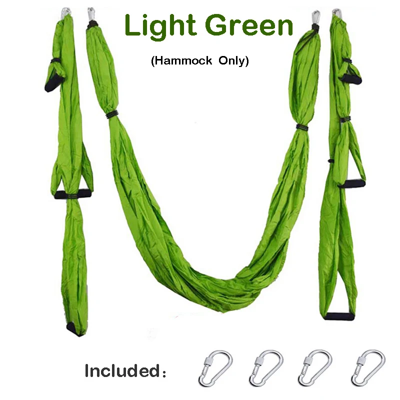ITSTYLE парашютный тканевый гамак для фитнеса, йоги, инверсии, терапия, Антигравитационные воздушные ремни, гамак с 6 ручными захватами - Цвет: Светло-зеленый