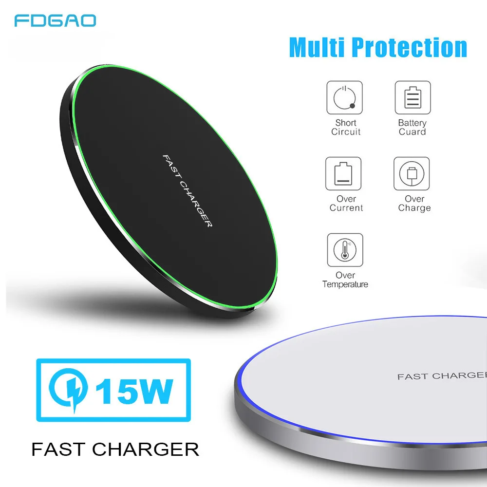 

FDGAO 15W Super Fast Wireless Charger Qi Quick 10W Charging Pad
