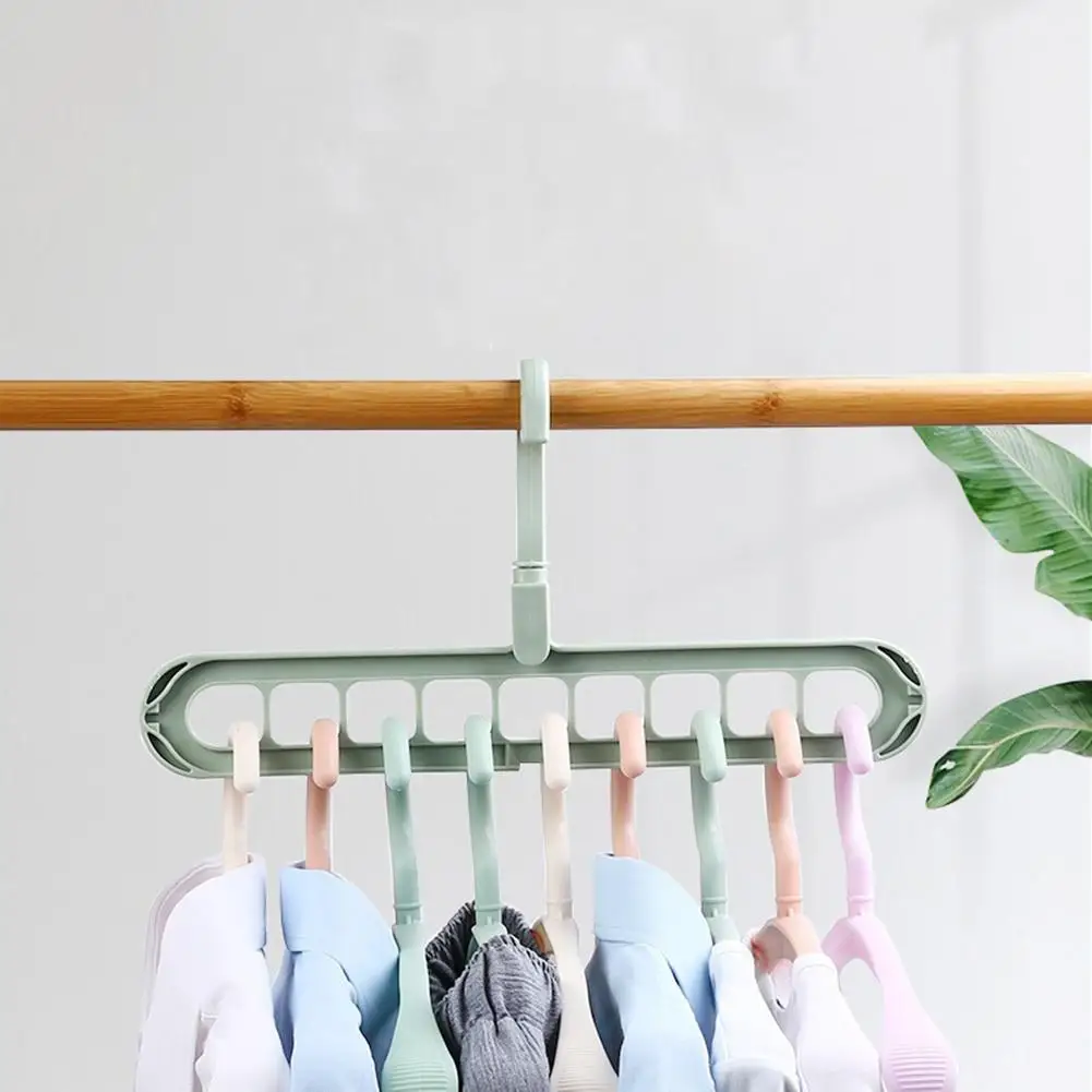 

Anti-slip 9-hole Clothes Hanger Sorting Drying Rack Hook Wardrobe Organizer
