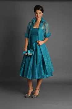 

With Jacket 2019 Mother Of The Bride Dresses A-line Tea Length Tulle Lace Plus Size Short Mother Dresses For Wedding