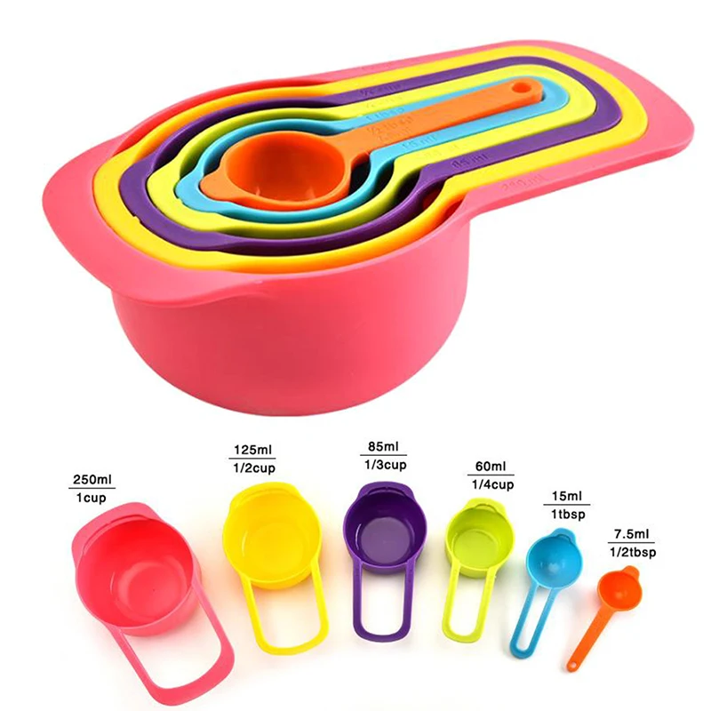 6pcs/set Creative Silicone Measuring Spoon Measuring Ladle Baking Cooking Kitchen Coffee Tools with Scale Kitchen Tools