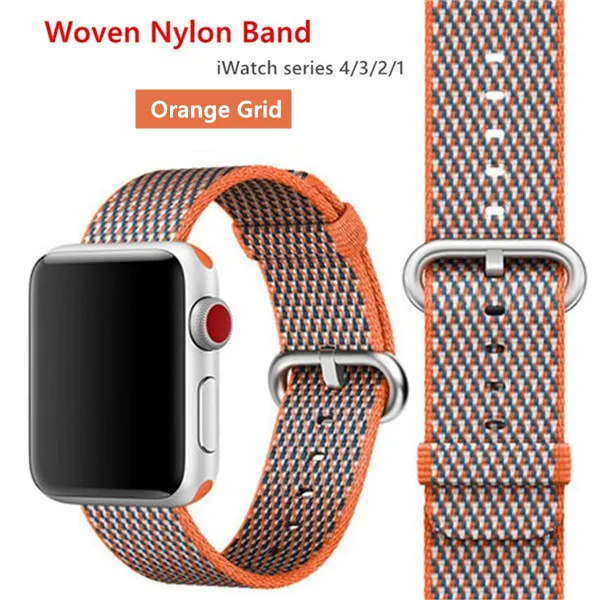 Нейлоновый ремешок для Apple Watch 44 мм 40 мм iWatch 38 мм 42 мм спортивный тканевый браслет для часов Apple watch 5 4 3 2 1 38 - Цвет ремешка: orange grid