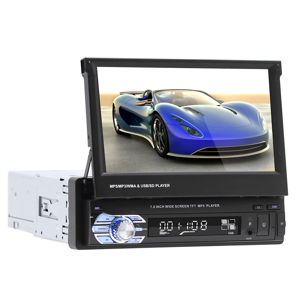 Hikity 1 Din Car Radio Android10 7" Retractable Screen Multimedia Video Player For Nissan Toyota Lada Kia Suzuki Car Audio best buy car audio