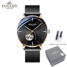 Aliexpress - SOLLEN Luxury Brand Automatic Mechanical Men Watches Waterproof Luminous Skeleton Fashion Mesh Steel Business Male Clock 305X