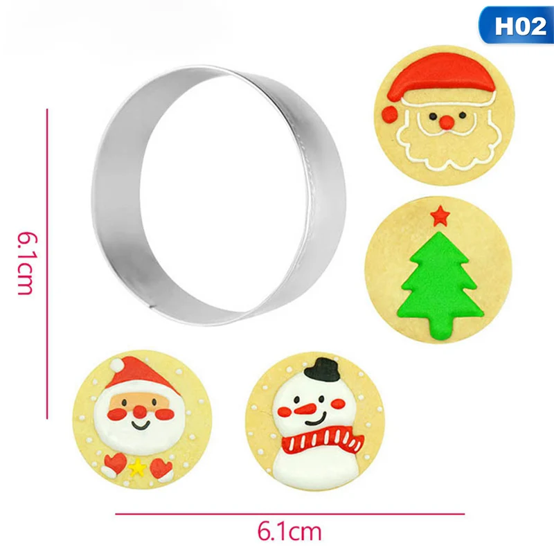 Stainless Steel Biscuit Mould Santa Claus Shape Fondant Cake Mold DIY Sugar Craft Xmas 3D Pastry Cookie Cutters Cake Tools - Color: 02