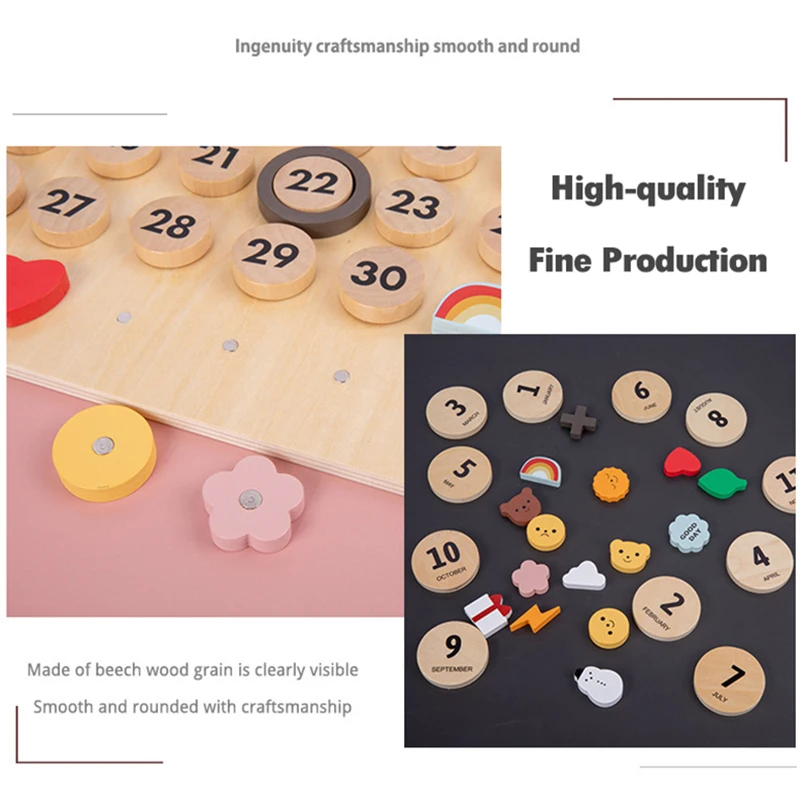 Kids Daily Calendar Wooden Educational Toy My Weather Station Date Time Record Activity Board Growth Learning Teaching Toys Gift 6