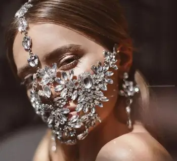 

New Rhinestone Mask Popular INS and Blogger Hhot Style Gem Face Accessories