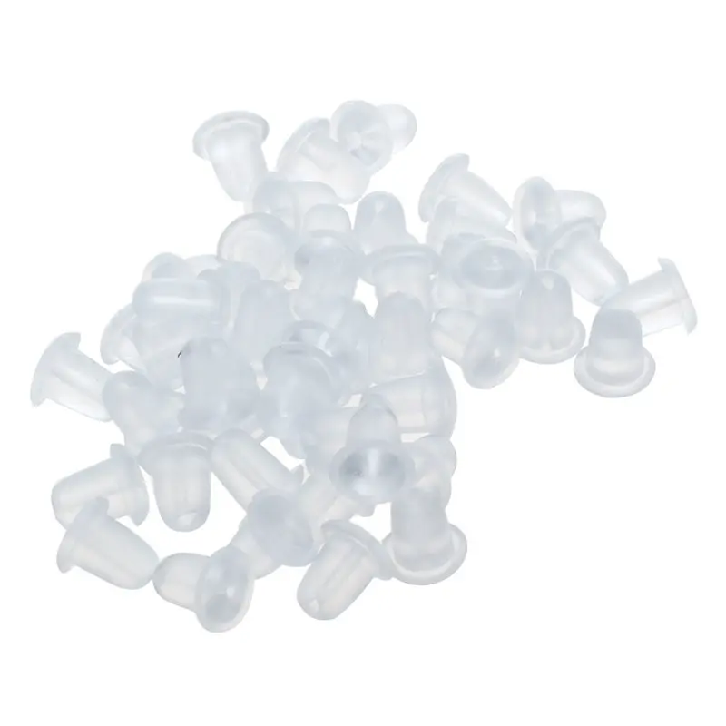 50 шт прозрачные белые резиновые серьги с задними стопперами большого размера |