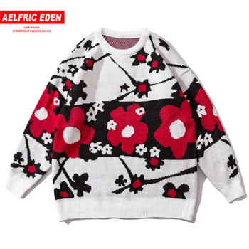 

Aelfric Eden Floral Knittwear Mens Sweaters 2019 Autumn Winter Harajuku Fashion Male Pullovers Casual Oversized Tops Streetwear