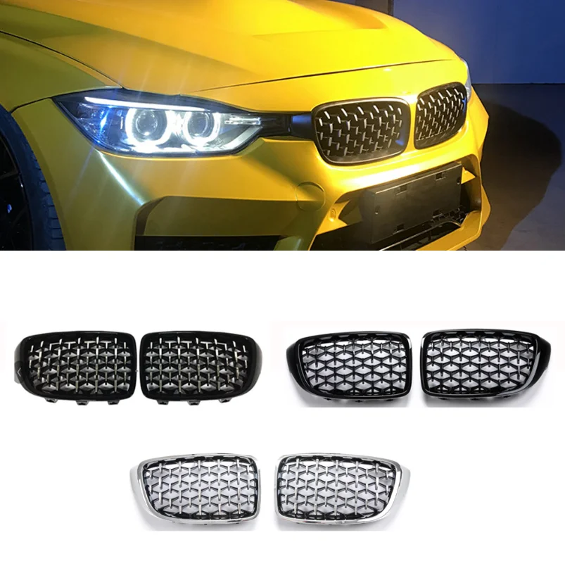 

For BMW 4 Series F32 F33 F36 F80 M3 F82 F83 M4 New Style Diamond Front Bumper Racing Grills 2008+