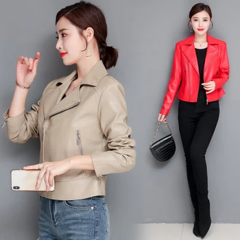 

New Large Size 3XL Motorcycle Leather Jacket Women Leather Coat 2020 Spring Women's Leather Jacket Short Slim Coat Female Jacket