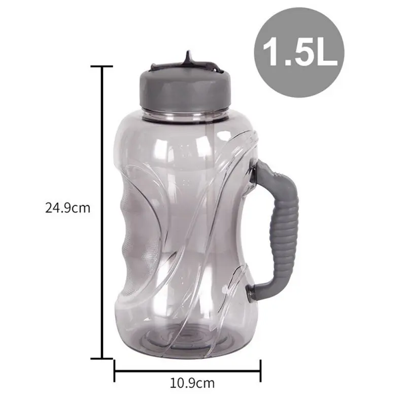 1.5L Спортивная бутылка с ручкой соломы BPA бесплатно многоразовые походные Питьевая чашка кружка Фитнес упражнения посуда для напитков