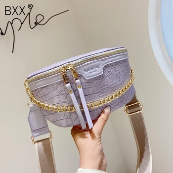 

[BXX] Crocodile Pattern PU Leather Crossbody Bags For Women 2020 Summer Shoulder Handbags Female Travel Waist Chest Bag HM512