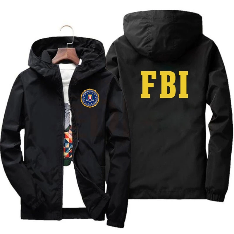 coat suit fashion Zipper Men women Hoodies Jacket FBI Print sport hip hop Casual Zip Up Unisex Long Sleeve hoodie jacket coat top 7XL mens parka jacket