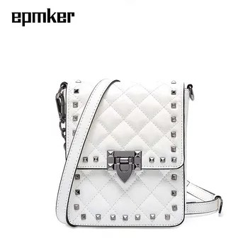 

Epmker Luxury Handbags Women Bags Designer 2020 Gunuine Leather Rivet Shoulder Small Flap Bag Ladies Purse Clutch Crossbody Bag