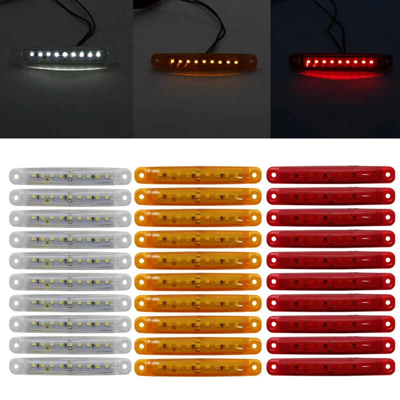 10 pcs Car truck LED yellow red side light Side Marker thin Light 12/24V For Freightliner etc Dimension | Автомобили и мотоциклы