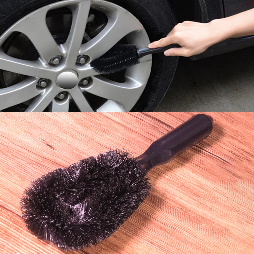 Black Car Vehicle Wheel Tire Rim Scrub Brush Washing Hub Handle Cleaning Care Tool Cleaner Fit For Auto Audi BMW Nissan Truck  (1)