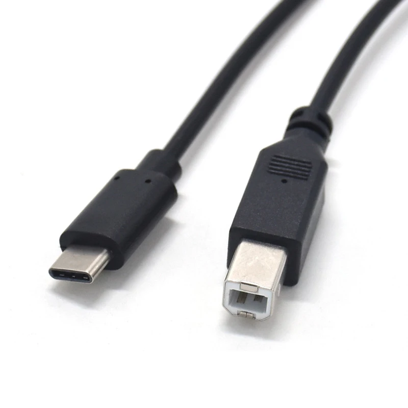 USB 3,1 usb type-C мужской разъем для USB 2,0 B Тип Мужской кабель для передачи данных для сотового телефона, MacBook, ноутбука и принтера - Цвет: Black