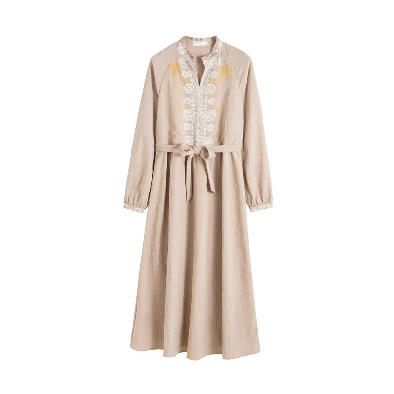 INMAN 2020 Autumn New Arrival Embroidery Flower Stand Collar Fit Shape Women Dresses INMAN 2020 Autumn New Arrival Embroidery Flower Stand Collar Fit Shape Women Dresses