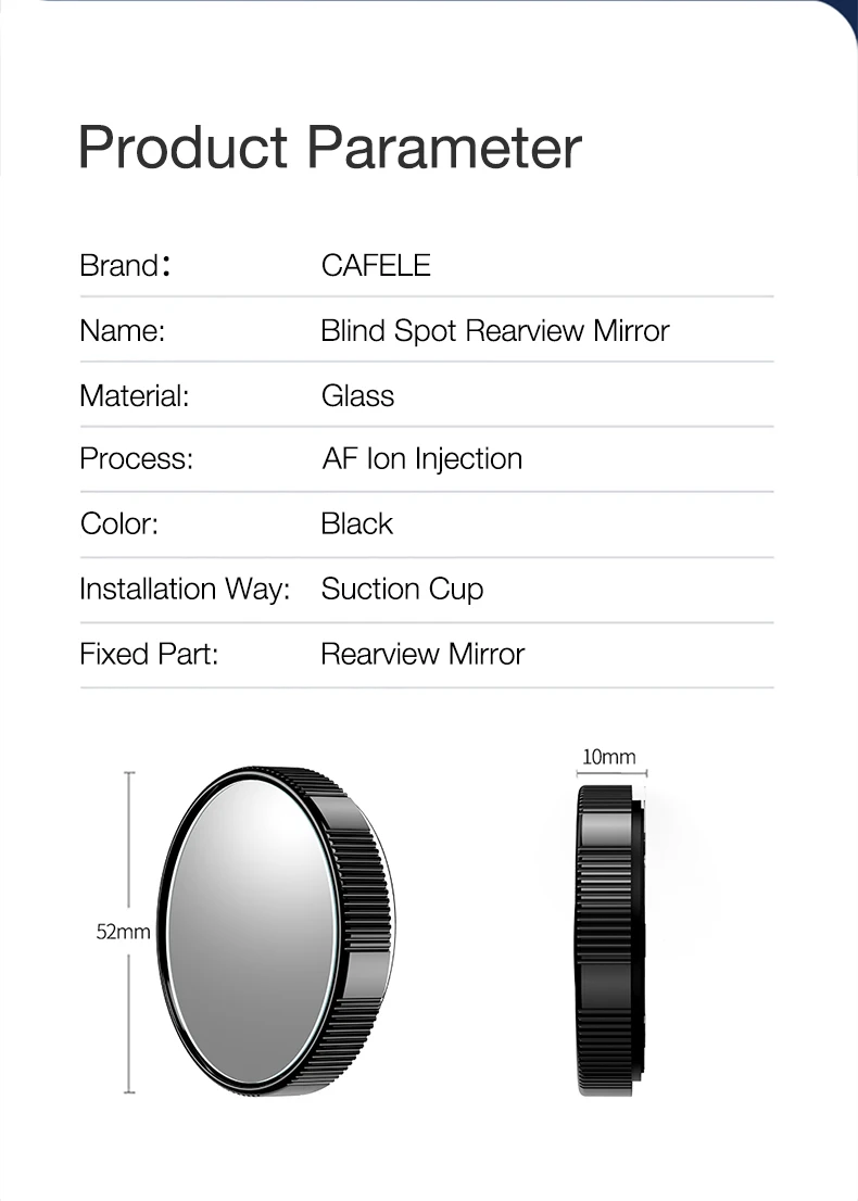 Cafele 2pcs Car Mirror HD Rearview Mirror 360-degree Wide Angle Convex Mirror Waterproof Auto Blind Spot Mirrors With Sucker car mount phone holder