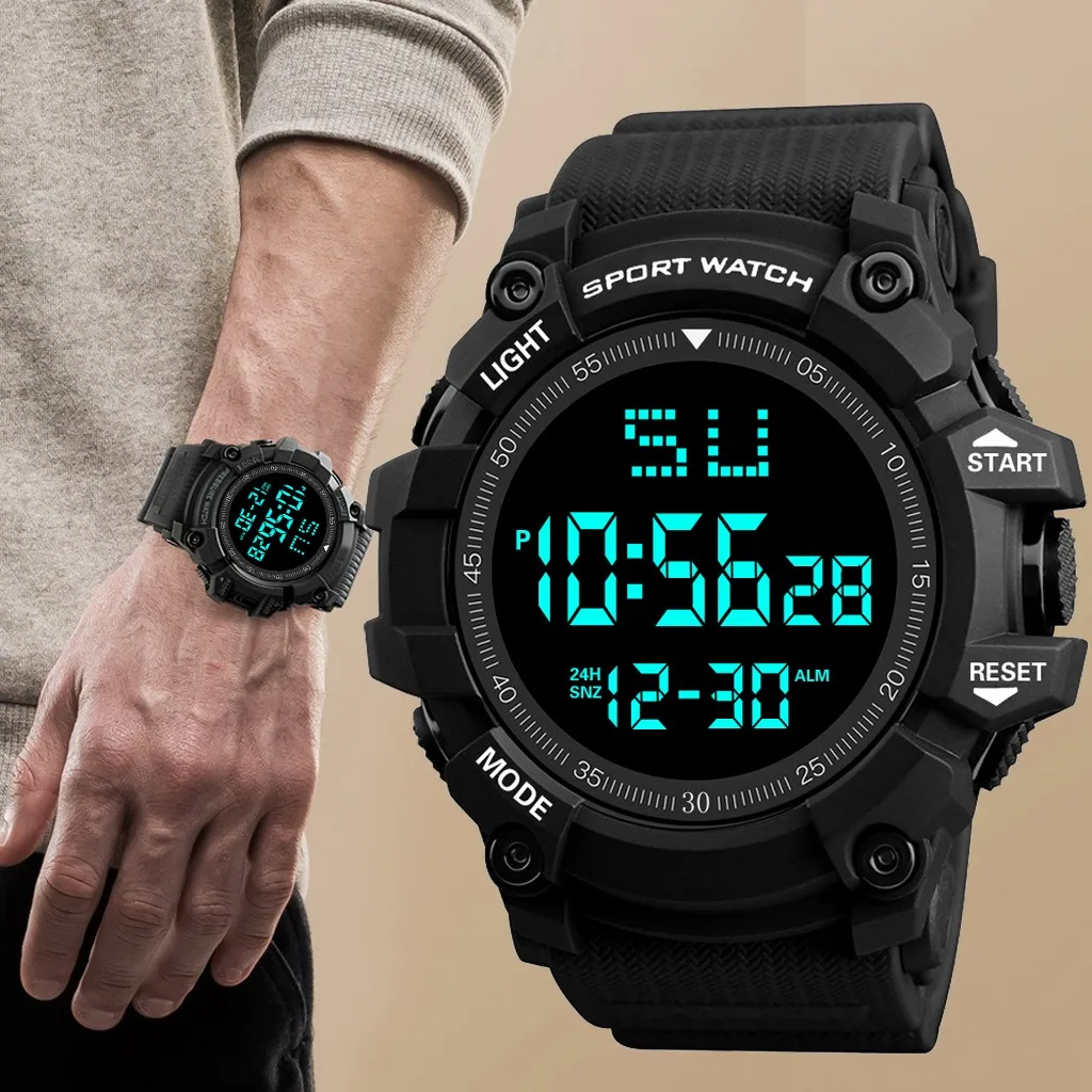 

HONHX LED luminous digital watch for men TPU supple strap waterproof wristwatch reloj deportivo hombre orologio Freeship CN