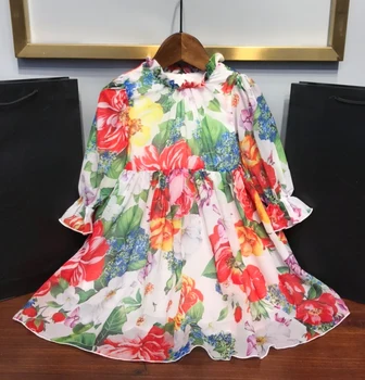 

Children Girls' New Fashion Print Flowers Floral Imitated Silk Fabric 90-150 Kids