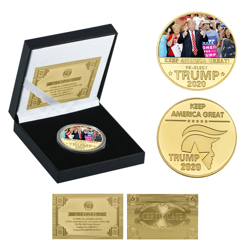 coin1 with box WR Trump, коллекционный набор монет с держателем для монет, Золотая оригинальная монета для сувениров, подарки, Прямая поставка - Цвет: coin1 with box