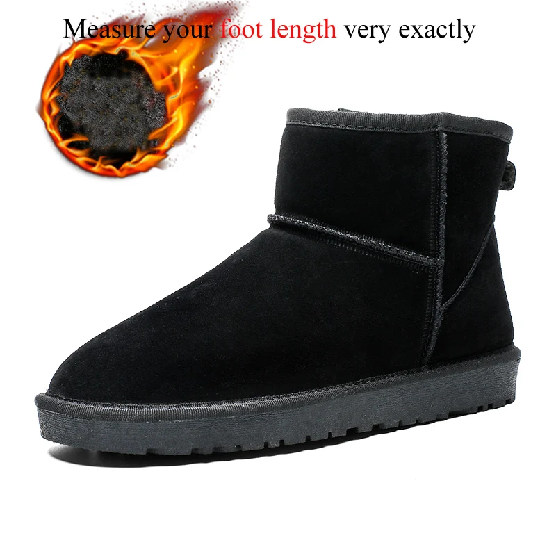 Black Мужские зимние ботинки из плюша; зимние ботинки; мужские ботинки; Kar Botu Botines Hombre Stivali Uomo; chaussure homme Hiver; водонепроницаемые ботинки унисекс - Цвет: Black