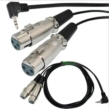 

90° bend 3.5 male to 2* card bus 1/8" M to Dual XLR F microphone audio cable one for two