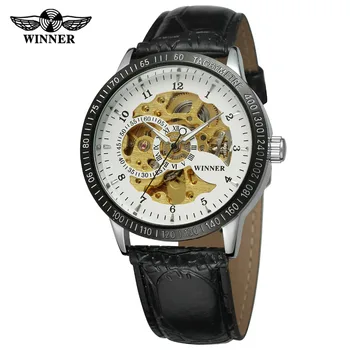 

T-winner Skeleton Big Face Relojes Hombre Hand Clock Branded Oem Men Wrist Watches Self-Winding Balck Leather Man Wristwatch