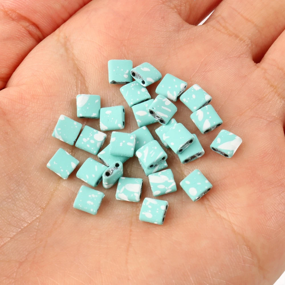Natural Matte Hematite Stone Two-Hole Spacer Beads