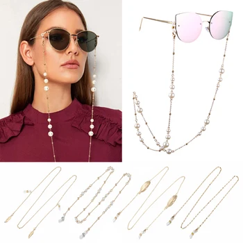 

Fashion Metal Glasses Chain Pearl Sunglasses Necklace Non-slip Glasses Lanyard Leaves Glasses Chain Glasses Accessories