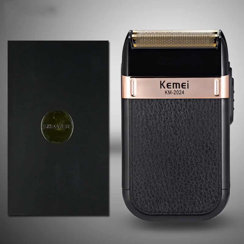 With box Электробритва Kemei для мужчин, с двумя лезвиями, возвратно-поступательная Беспроводная Бритва, для волос, бороды, USB, перезаряжаемая бритвенная машина, Парикмахерская Trimmer5 - Цвет: With box