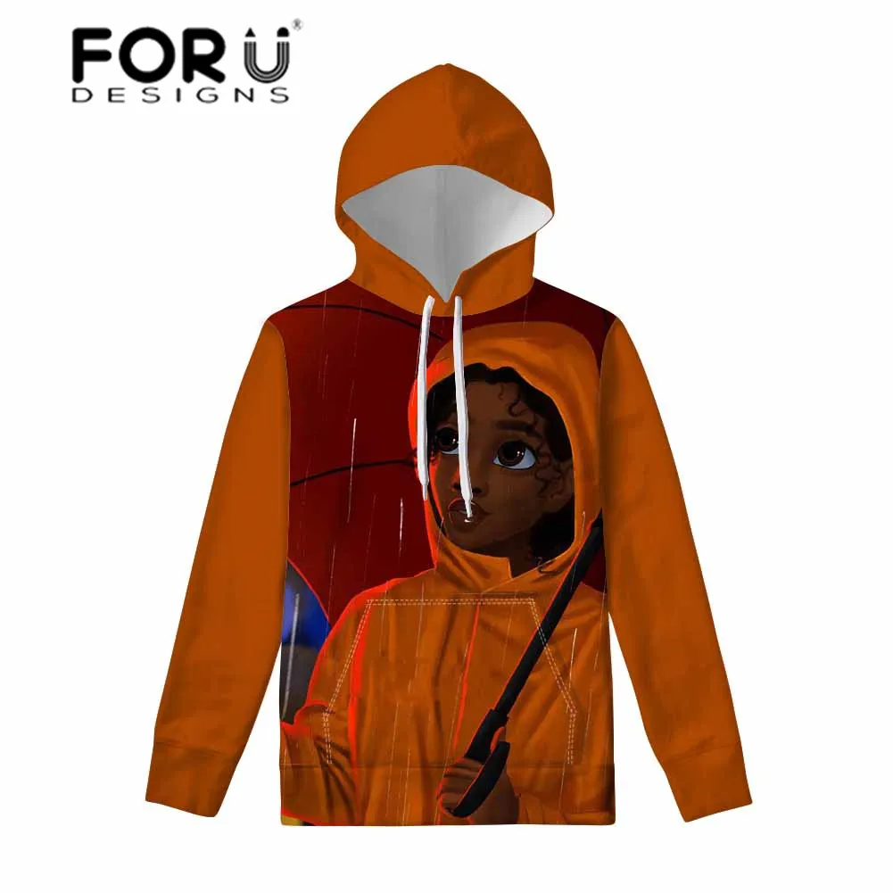 FORUDESIGNS/осенние толстовки черные женские художественные африканские девушки Kawaii толстовка женская с длинным рукавом Уличная пуловеры для женщин топы - Цвет: YQ4652Z72