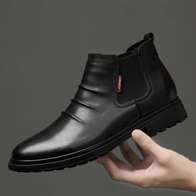 

Martin Boots Men's Comfortable Ankle Boots Thick-soled Business High Gang Boots Big Size Outdoor Set Feet Casual Leather Shoes