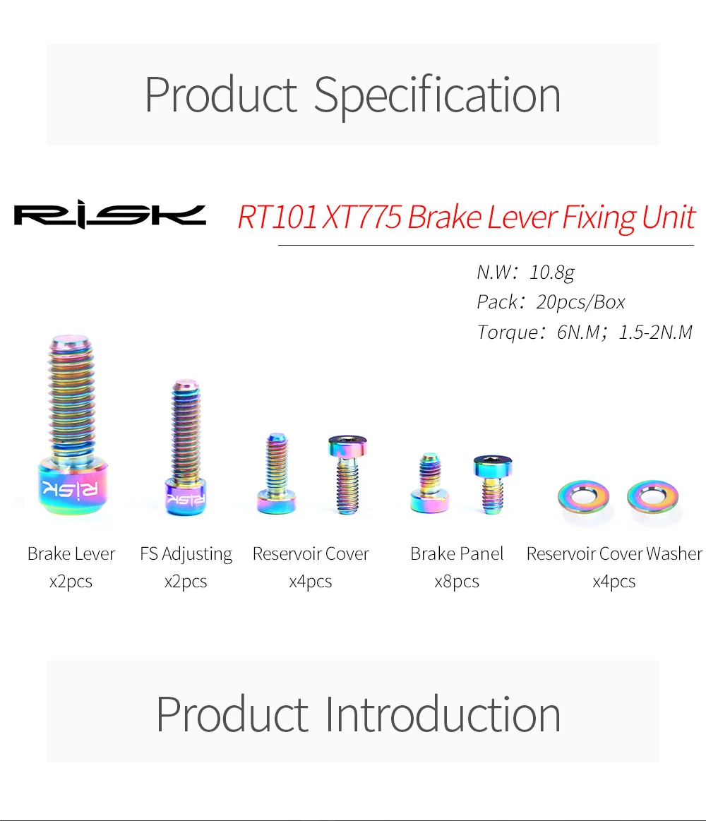 RISK 20 шт./компл. Винт С Титановым болтом для Shimano XT775 Гидравлический дисковый тормоз горная ручка велосипедного тормоза масляный цилиндр Крышка Болт Набор