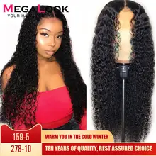 Кудрявые человеческие волосы парик 360 фронтальный парик шнурка предварительно выщипанный с волосами младенца Megalook Remy бразильский парик 30 дюймов предварительно выщипанный парик шнурка