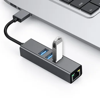 

USB Gigabit Ethernet Adapter 3 Ports USB 3.0 HUB USB to Rj45 Lan Network Card for Macbook Mac Desktop Huawei Xiaomi Notebook