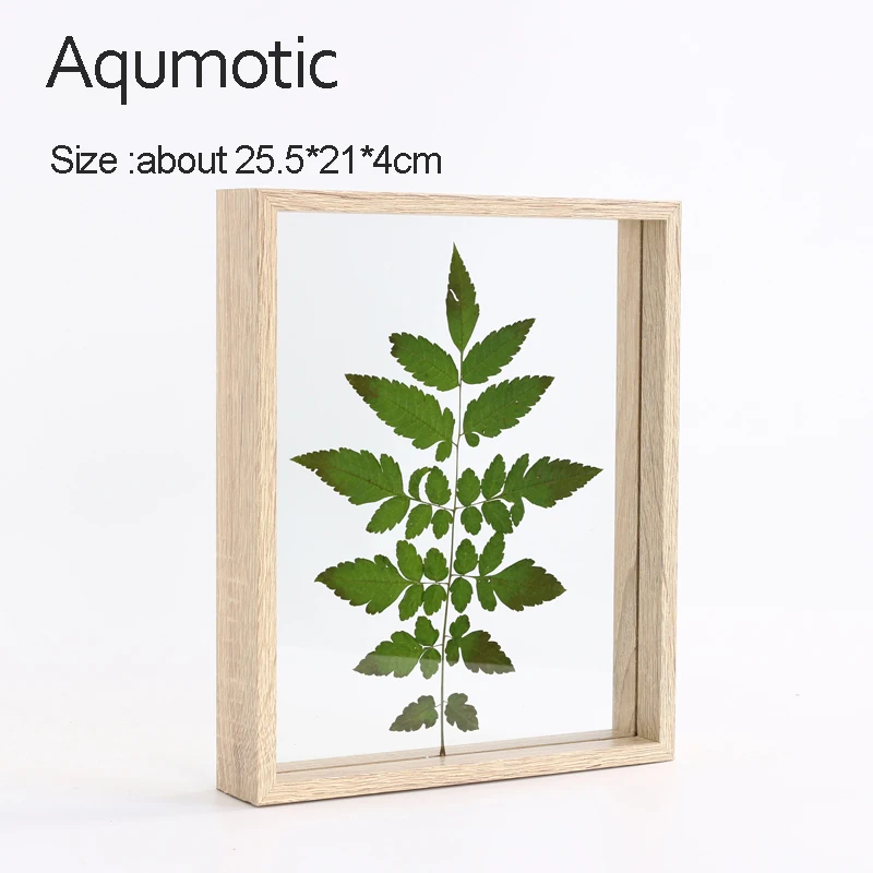 beige l Aqumotic стеклянная рамка для образцов, деревянные образцы бабочек, обрамленная растение, сделай сам, лист, фоторамки, коллаж, демонстрационная коробка для магазина - Цвет: beige l