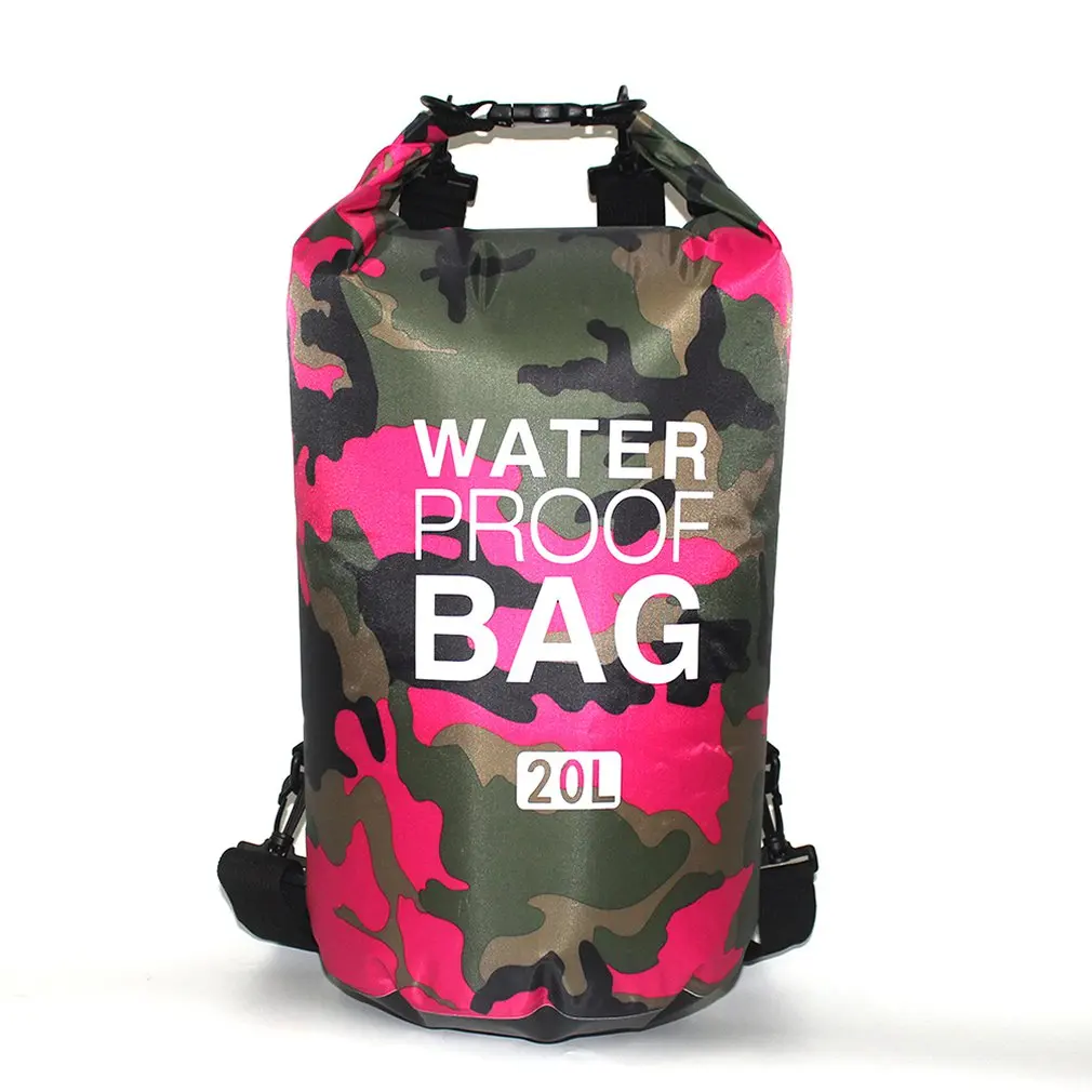 20L Outdoor Camouflage Waterproof Bag Portable Rafting Diving Dry Bag Sack PVC Folding Swimming Storage Bag for River Trekking 20L - Цвет: 20L