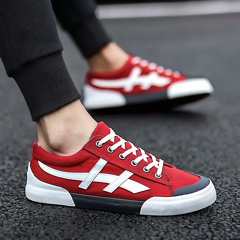 

SHANTA 2019 Men Canvas Shoes Fashion Solid Color Men Vulcanized Shoes Lace-up White Casual Shoes Men Sneakers chaussure homme