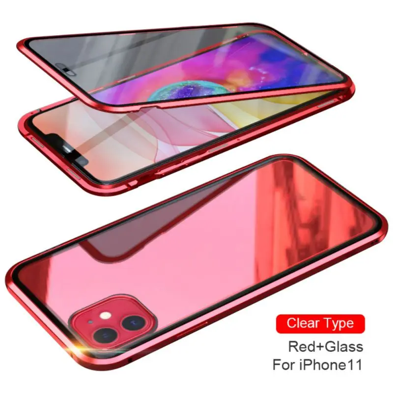for iPhone 11 KNYNew Магнитная поглощающая оболочка для телефона, противоскользящий металлический двухсторонний чехол из закаленного стекла для iPhone 11/Pro Max - Цвет: for iPhone 11