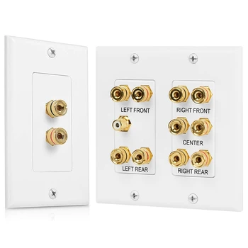 

5.1 2 Gang Speaker Wall Plate with RCA Banana Post & 2 Posts Speaker Wall Plate Home Theater Wall Plate o Panel