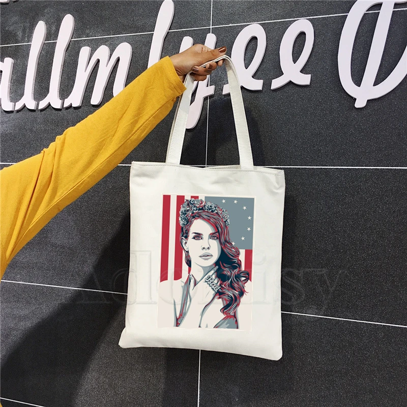 Lana Del Rey модная Холщовая Сумка для женщин и девочек простая Большая вместительная